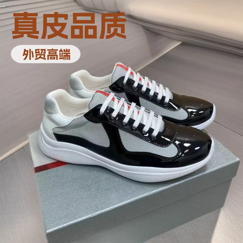 Cross-Border 2026 New Model P Brand In-Stock Black Genuine Leather Men's Sports Casual Shoes High-End Foreign Trade Fashion Sneakers Cross-Border 2026 New Model P Brand In-Stock Black Genuine Leather Men's Sports Casual Shoes High-End Foreign Trade Fashion Sneakers