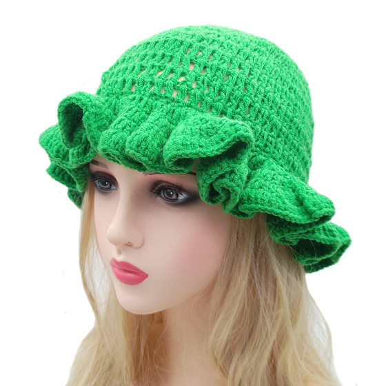 2024 Amazon cross-border new ruffled hat hat hat fashion personality Joker crocheted ruffled wool hat