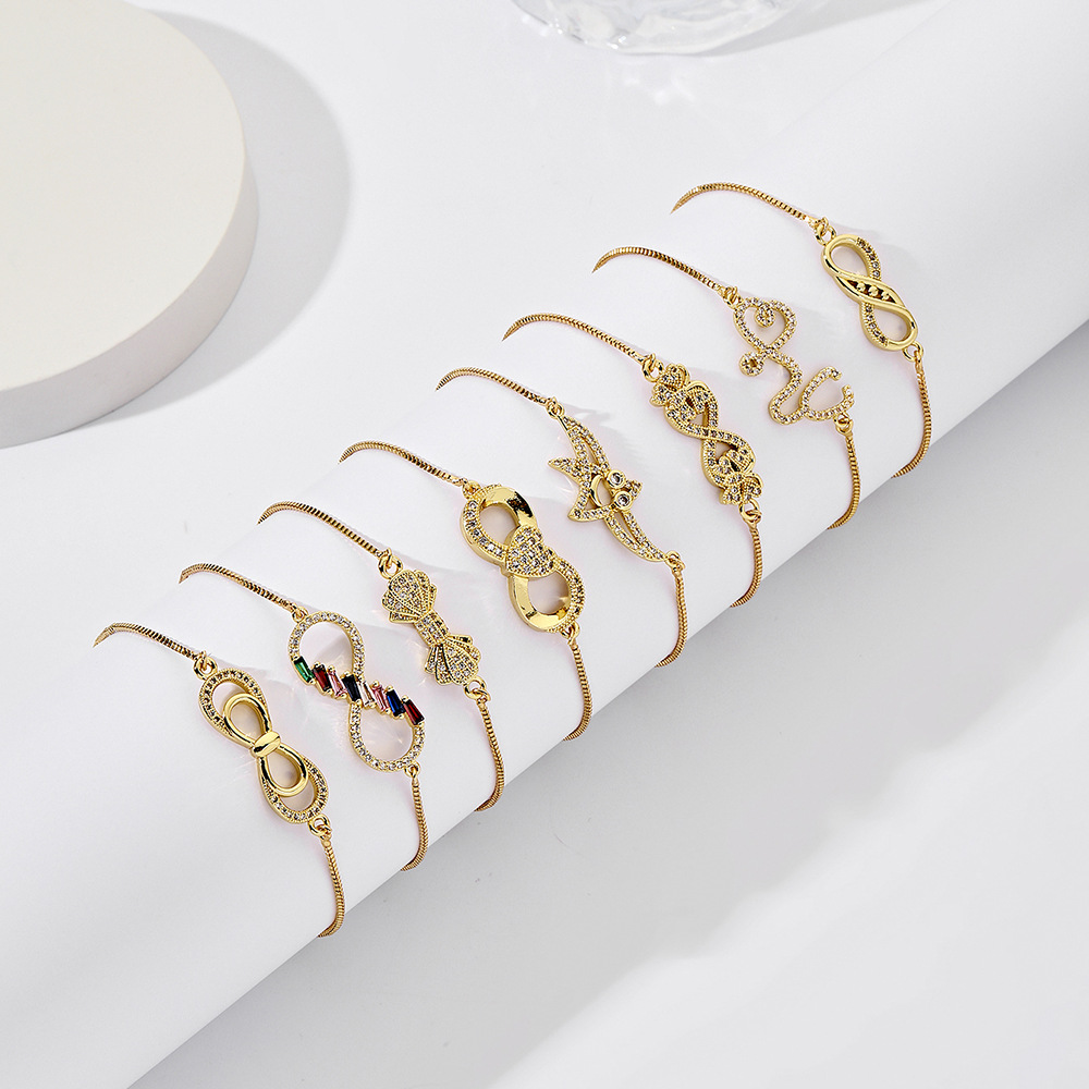 Fashion Bow Knot Copper Bracelets Inlay Zircon Copper Bracelets