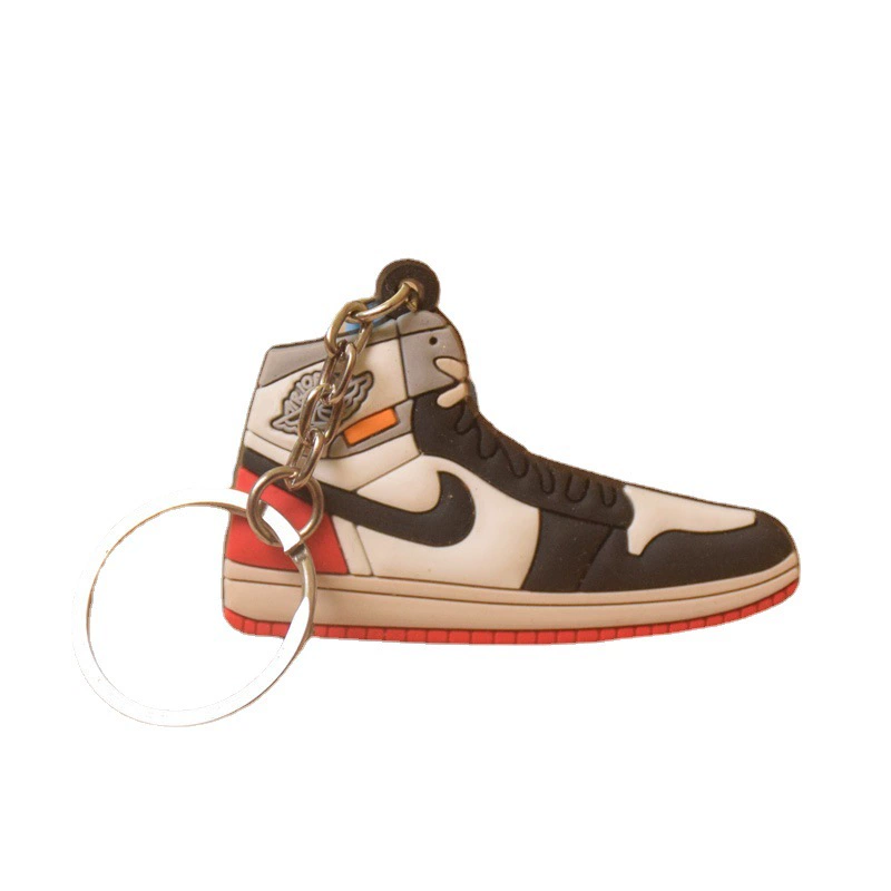 [air jordan1代球鞋 AJ1 keychain off white 联名 深棕倒钩钥匙扣]