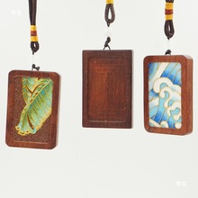 掐丝珐琅画 DIY材料包 空底托 黑檀木挂件  车挂 挂饰礼品