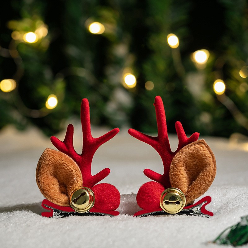 Adorable cabello de Navidad corno de ciervo cinco estrellas cabeza de banda de cabello de Navidad para niños corpos de cabello de decoración accesorios clipes de cabello