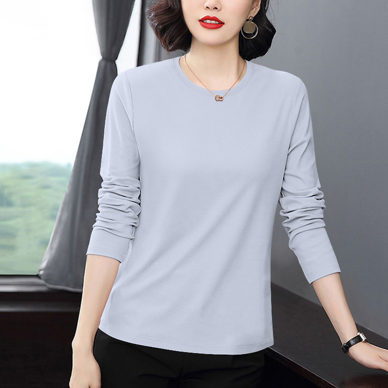 中年ママ長袖Tシャツレディーストップス春秋新作レディースボトムスシャツ中高年秋服|undefined