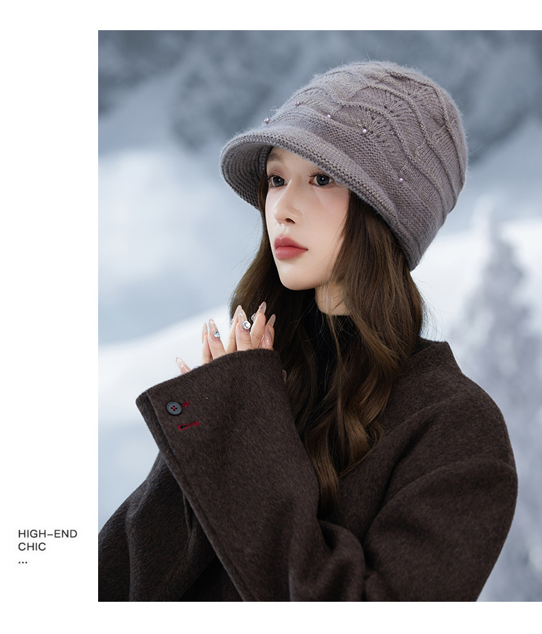 Damen-Bucket-Jacke im koreanischen Stil, vielseitig, perlenbesetzt, dick gestrickt, Herbst-Winter-Mode, lässig, winddicht, warm, hochwertig_voghion.com