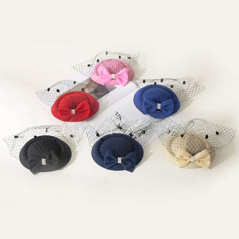 Chapeau d'hôtesse de l'air de style coréen, coiffure en épingle à cheveux, nœud en dentelle, coiffure de mariée, chapeau, épingle à cheveux, voile_voghion.com