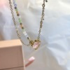 Summer small necklace from pearl, design chain for key bag  heart shaped, wide color palette