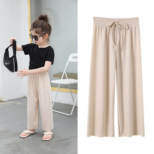 Children's Wear Girls' Pants Spring and Autumn Western Style Fashionable 2025 New Summer Thin Loose Wide Leg Pants European Anti-mosquito Pants