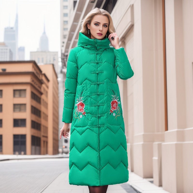 Women's Winter Coat Embroidered Retro Style Hooded Jacket Cotton_voghion.com