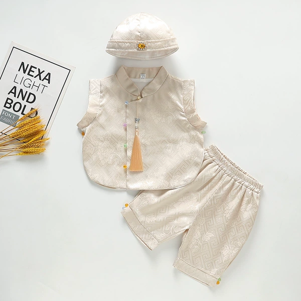 Rich Peony - Beige [3-piece set, clothes, trousers and hats]