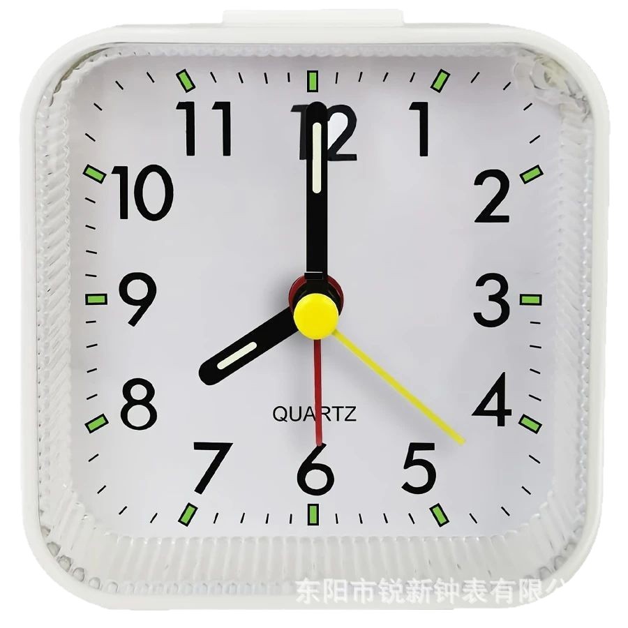 Reloj de Mesa Cuadrado de Cuarzo de Plástico, Luminoso con Función Snooze y Alarma, para Mesita de Noche