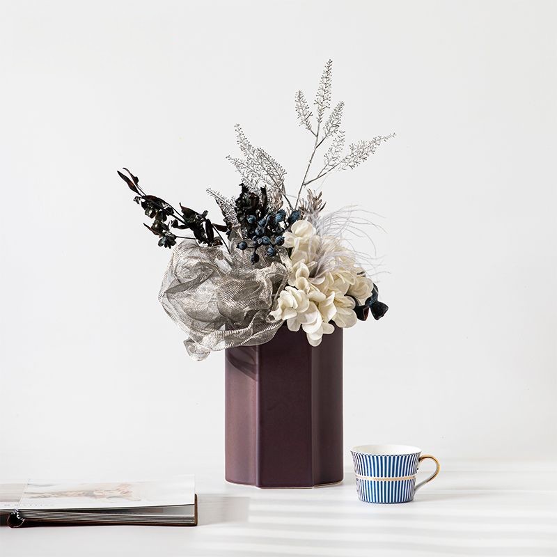 Estilo nórdico arte cerámica Morandi florero colorido creativo salón comedor flor seca arreglo de flores TV decoración del gabinete