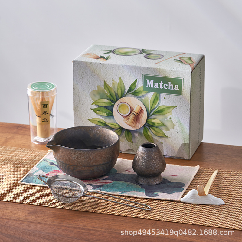 日式粗陶茶宪立 创意百本立抹茶刷托 茶道配件陶瓷窑变复古茶宪托|undefined