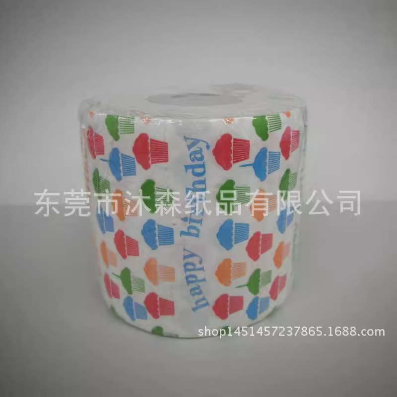 Factory Direct happy birthday pattern creative advertising color printing roll toilet paper Factory Direct happy birthday pattern creative advertising color printing roll toilet paper