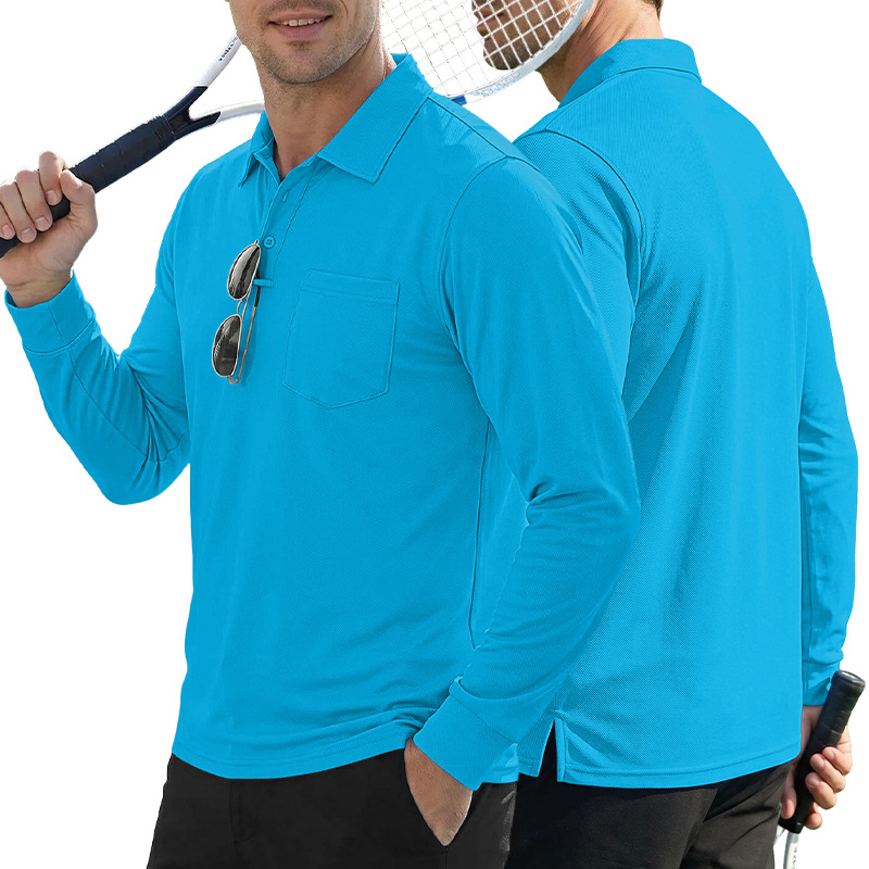 Transfronterizo Amazon manga larga camiseta suelta con collar camiseta hombre Europa y América otoño nuevo estilo al aire libre táctico polo hombre