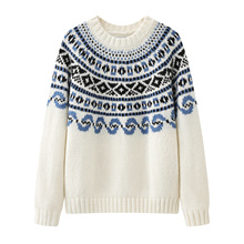 2025冬新款费尔岛宽松复古马海毛圆领套头毛衣针织衫Y0090106020