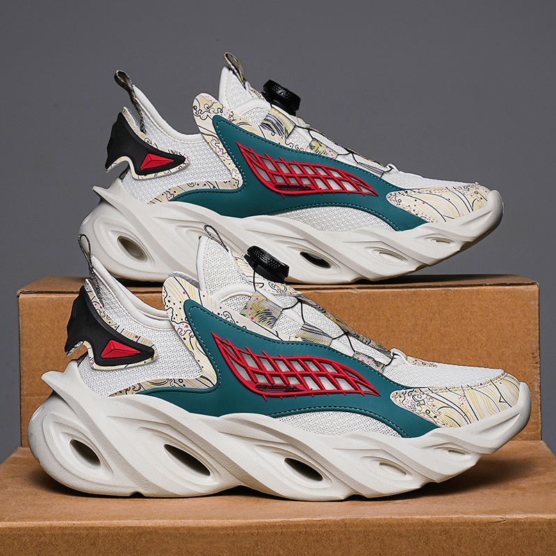 Customized Men's Summer Sneakers With Rotating Buckle, Blade Mesh Running Casual Fashion Student Sh, Trendy Couple_voghion.com