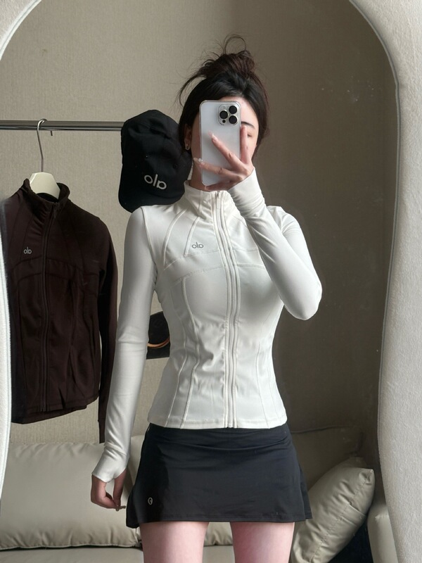 现货alo速干修身防晒瑜伽服立领外套女士运动普拉提训练长袖上衣|undefined