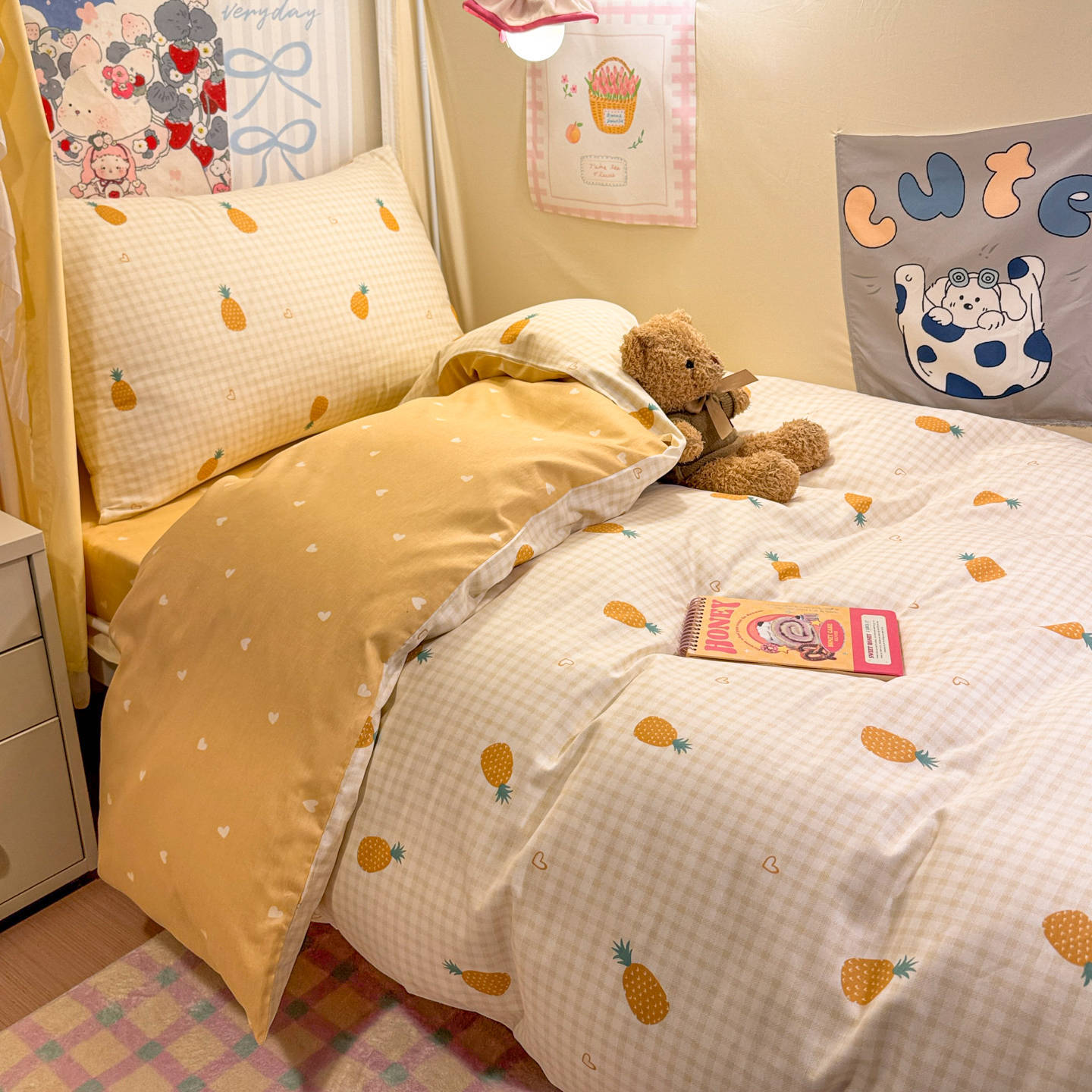 Ropa de cama de tres piezas para dormitorio de estudiantes de algodón puro 100% algodón, ropa de cama para dormitorio individual y doble, juego de cuatro piezas