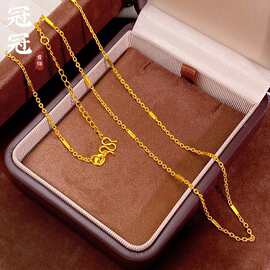 铜镀金O字方块节节项链女轻奢高级感锁骨链带延长链百搭久不掉色
