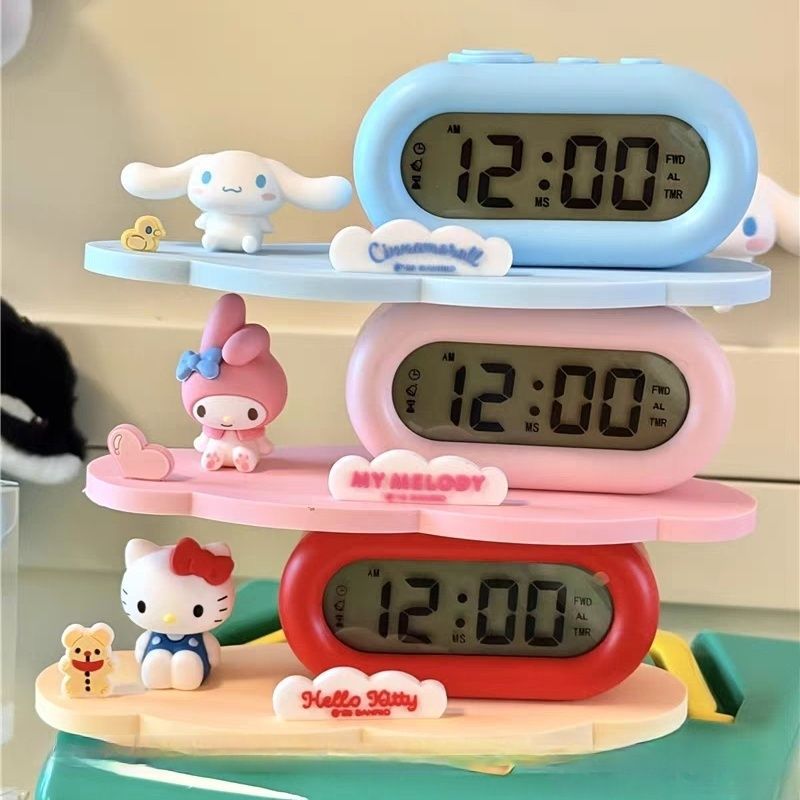 Sanrio Family Series Scene Ornament Alarm Clock Small Birthday Gift for Girls to Give to Best Friends Children's Cartoon Alarm Clock