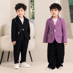 男童西裝套裝2022秋季新款童裝韓版紳士帥氣小西服兒童禮服兩件套