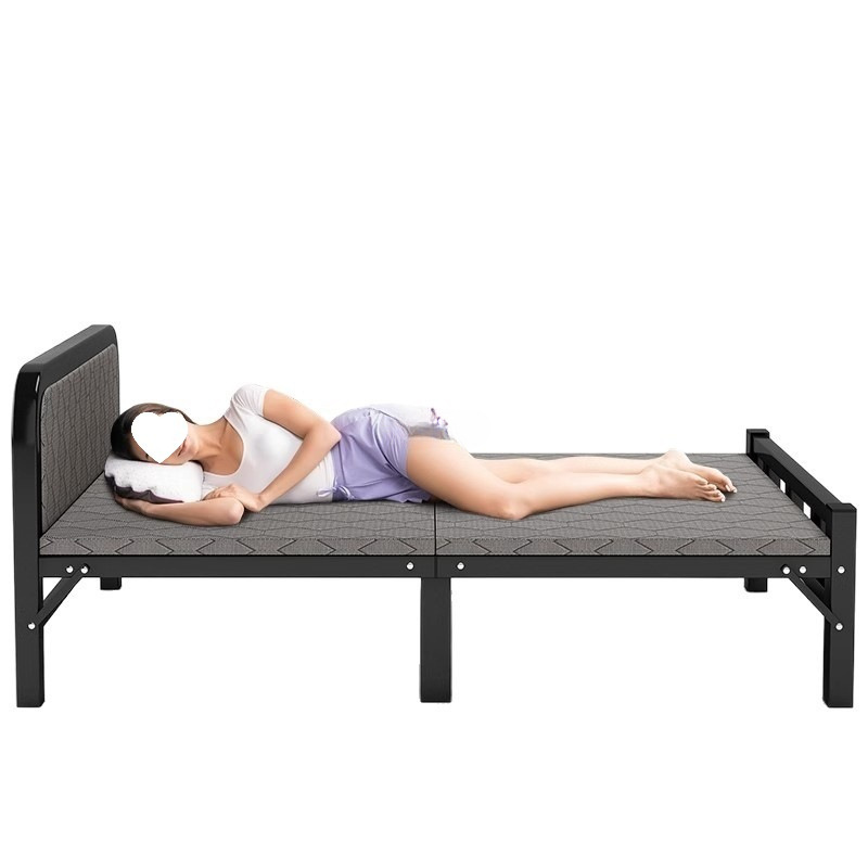 Fábrica directa para adultos cama plegable cama individual casa de alquiler cama de hierro simple oficina almuerzo siesta pequeña image 5