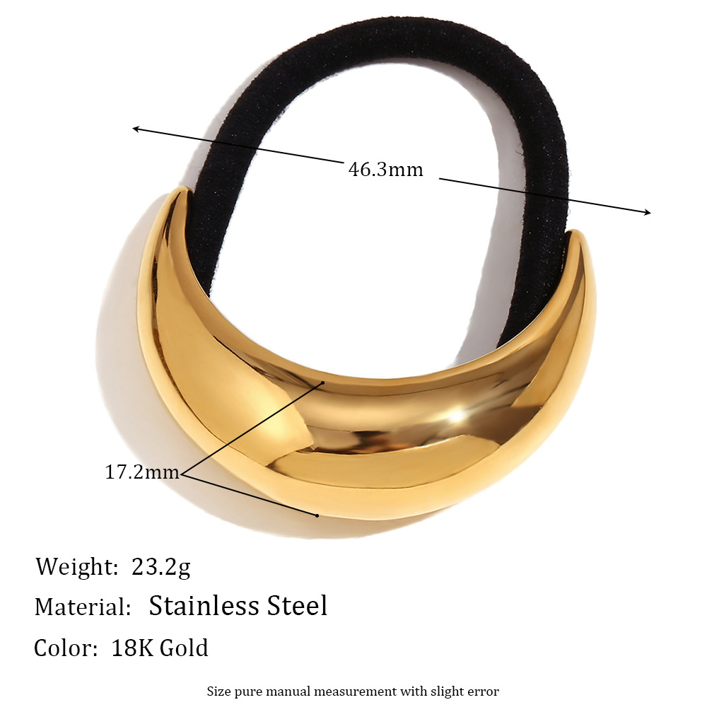 Unisex ins niche design advanced sense simple head rope stainless steel gold plated smooth moon hair rope female_voghion.com