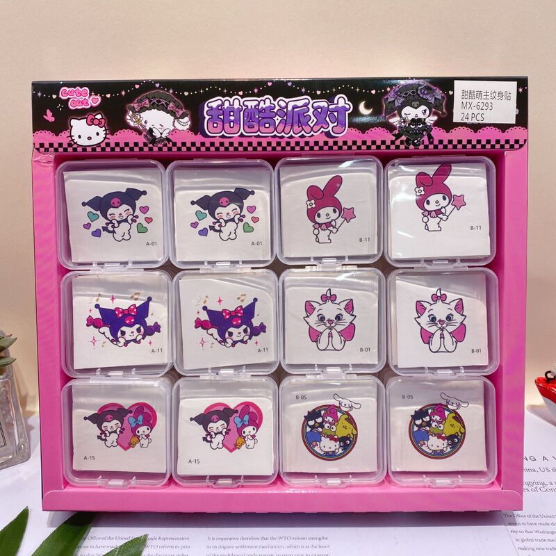 New Fun and Cute Boxed Sanrio Character Tattoo Stickers, Sweet and Cool Girl-Style Clavicle and Arm DIY Decorative Stickers