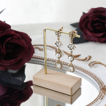 设计感首饰展示架 原木底座L型饰品陈列架收纳架 耳饰项链挂架