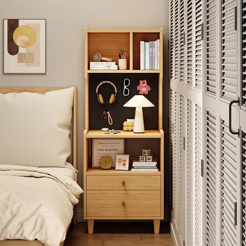 Mesa de cabecera de cama alta estante de cabecera de cama lujo ligero de alta sensación de gabinete de cabecera de dormitorio doméstico 2025 nuevo gabinete de almacenamiento