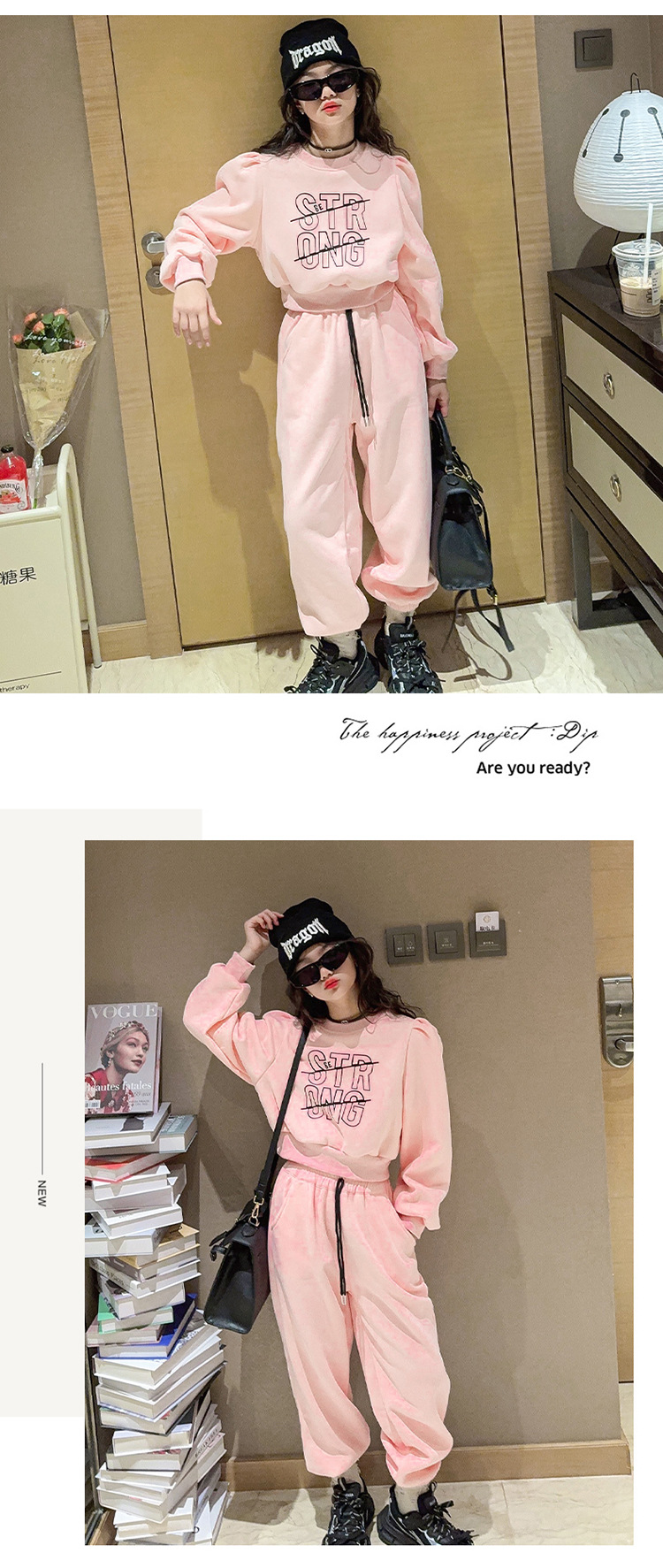 Conjunto deportivo para niñas de felpa otoño e invierno 2023, nuevo suéter grueso de moda para niños de talla mediana a grande con alpaca_voghion.com