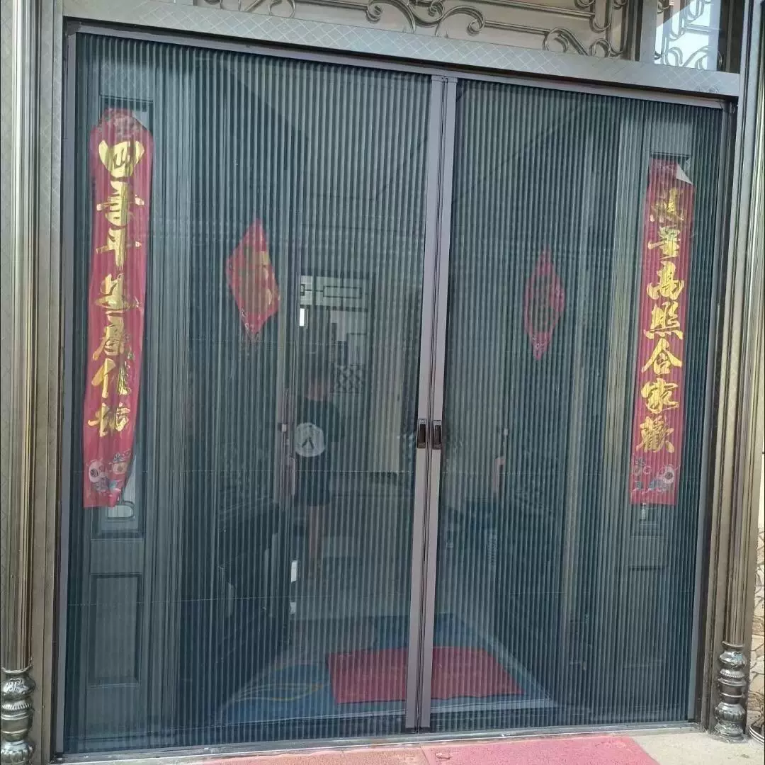 防蚊纱门纱窗隐形伸缩推拉式免打孔铝合金通风夏季沙门折叠门帘