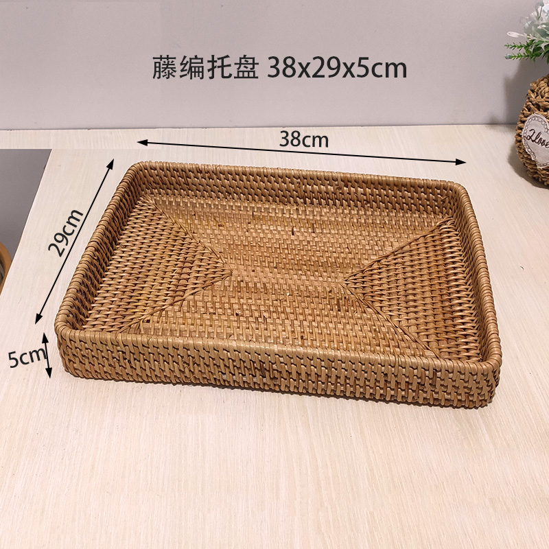 Mesa de té de caña casera creativa de frutas pan cesta de frutas portátil bandeja de hotel toalla cesta de almacenamiento