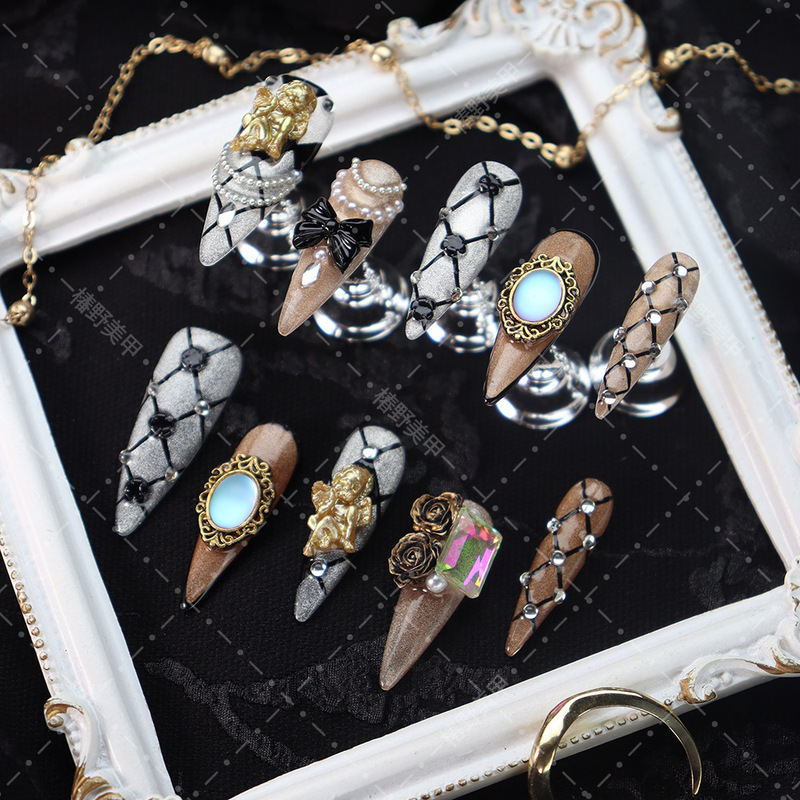 Wholesale Factory Wearable Cat-Eye Nails Hand-Painted Autumn and Winter Brown Greek Style Long Pointed Manicure Ten Pieces Wholesale Factory Wearable Cat-Eye Nails Hand-Painted Autumn and Winter Brown Greek Style Long Pointed Manicure Ten Pieces