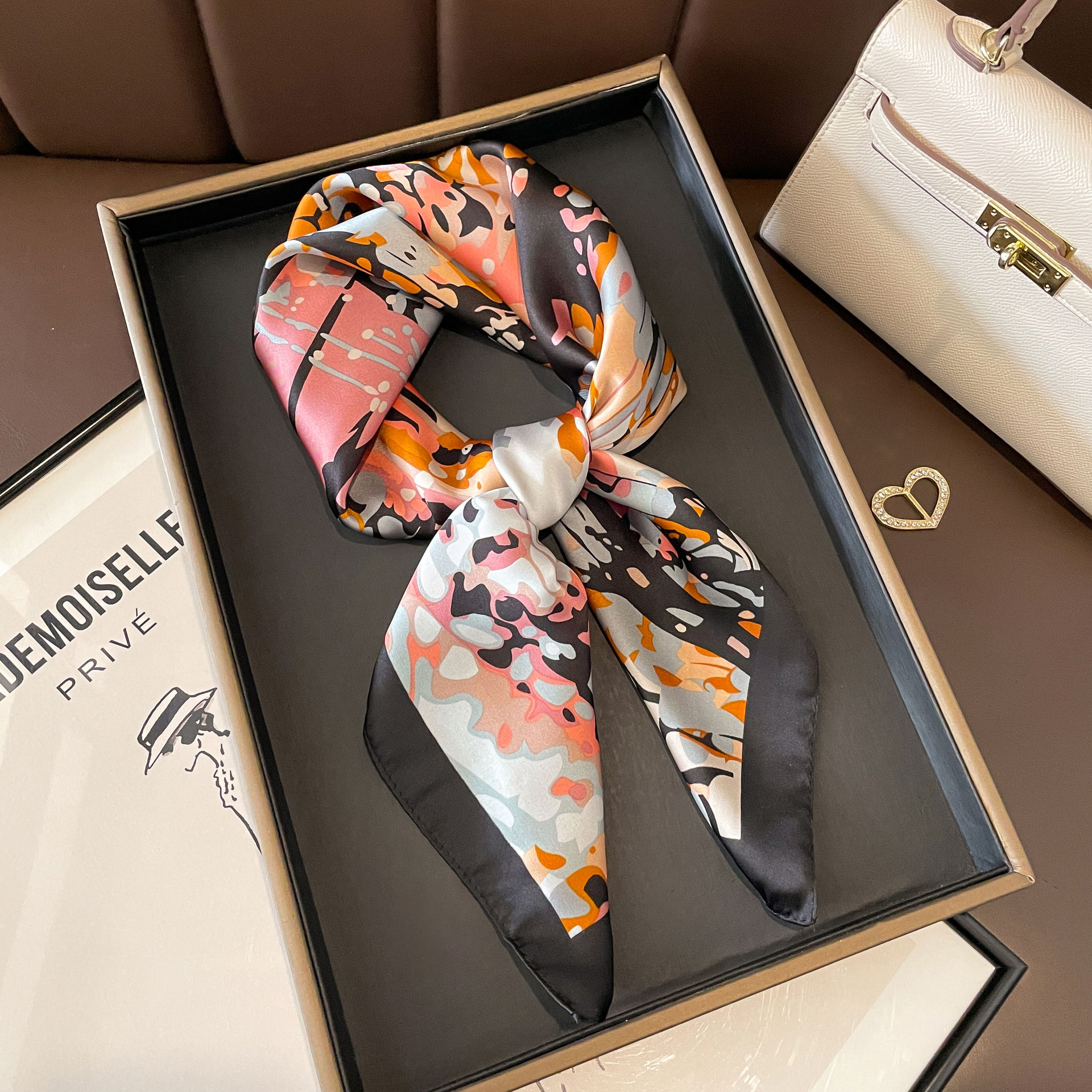 62g Weight Silk Scarf Classification Holiday, Daily Occasion Polyester Material Flower Pattern Spring&Summer Season Women's Gender Elegant, Korean Style Style Women's Elegant Korean Style Flower Polyester Silk Scarf 4