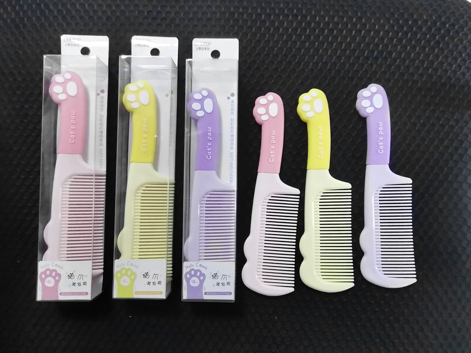 LMLTOP cartoon cat paw styling hair comb, cute silicone handle, straight hair comb for long and straight hair, SY752 undefined