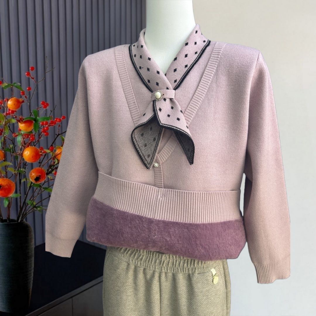 妈妈冬装针织衫上衣加绒加厚毛衣中老年人秋冬季减龄保暖打底小衫