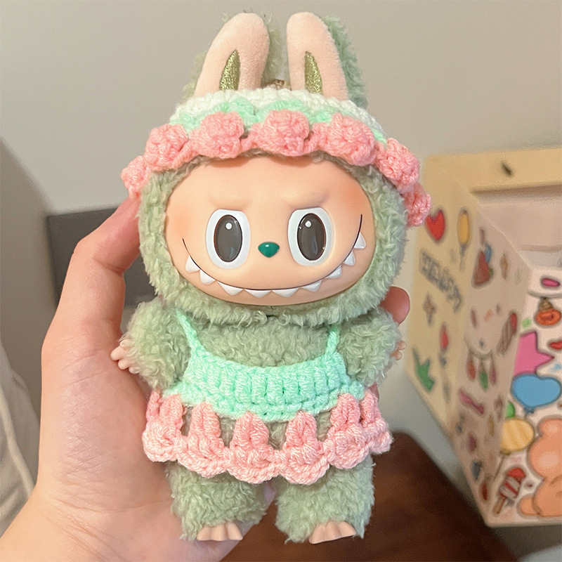 Labubu ベビー服、帽子、フード、人形スカート、手織り服、ラブブ人形、かわいい装飾アクセサリー|undefined