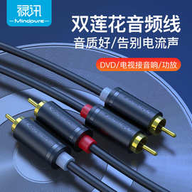 禄讯双莲花头音频线 2RCA对2RCA公对公红白转接DVD电视机连接功放