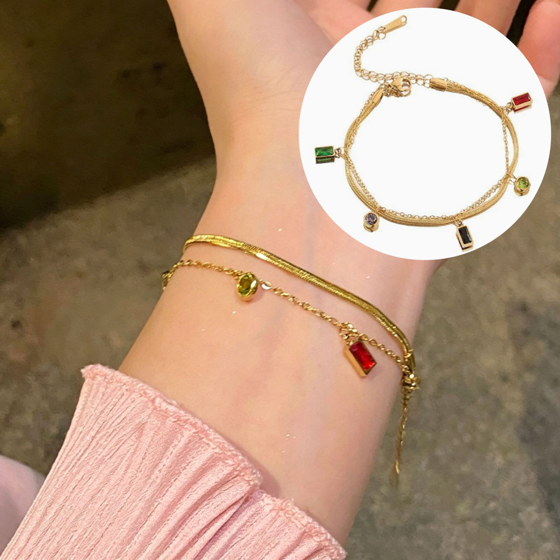 Pulsera de joyería de moda dorada de todo fósforo, lujo ligero, simple, nueva pulsera de acero de titanio que no se desvanece, trébol de cuatro hojas para mujer, transfronterizo