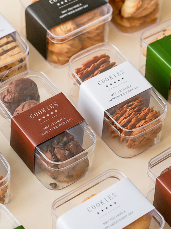 Caja de embalaje de galletas, caja de plástico transparente, arándano horneado, flocos de nieve, frasco pequeño