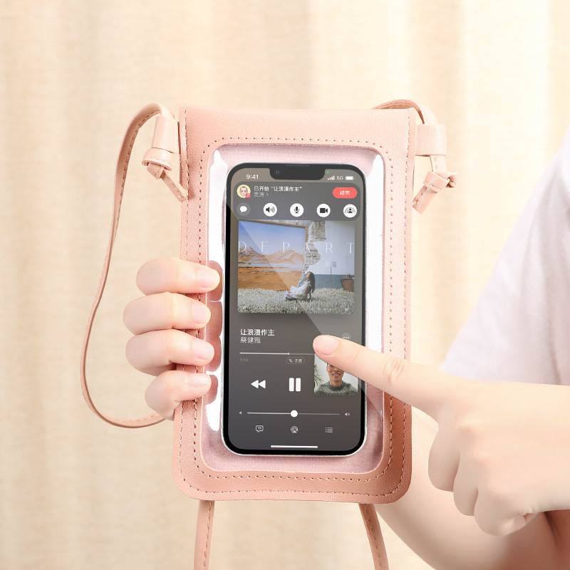Crossbody phone bag, transparent, touch-screen compatible, phone wallet for female students, solid color, heart-shaped clasp, small wallet, small square bag Crossbody phone bag, transparent, touch-screen compatible, phone wallet for female students, solid color, heart-shaped clasp, small wallet, small square bag
