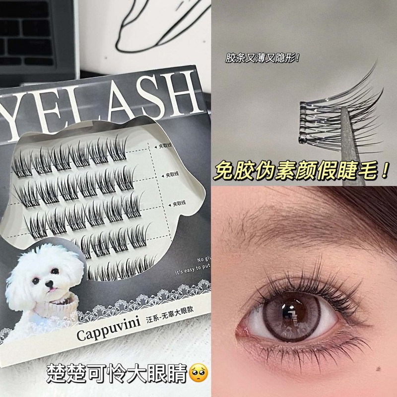 Cappuvini喵系泪汪汪免胶睫毛 国货自然日常免胶假睫毛美妆学生党|undefined