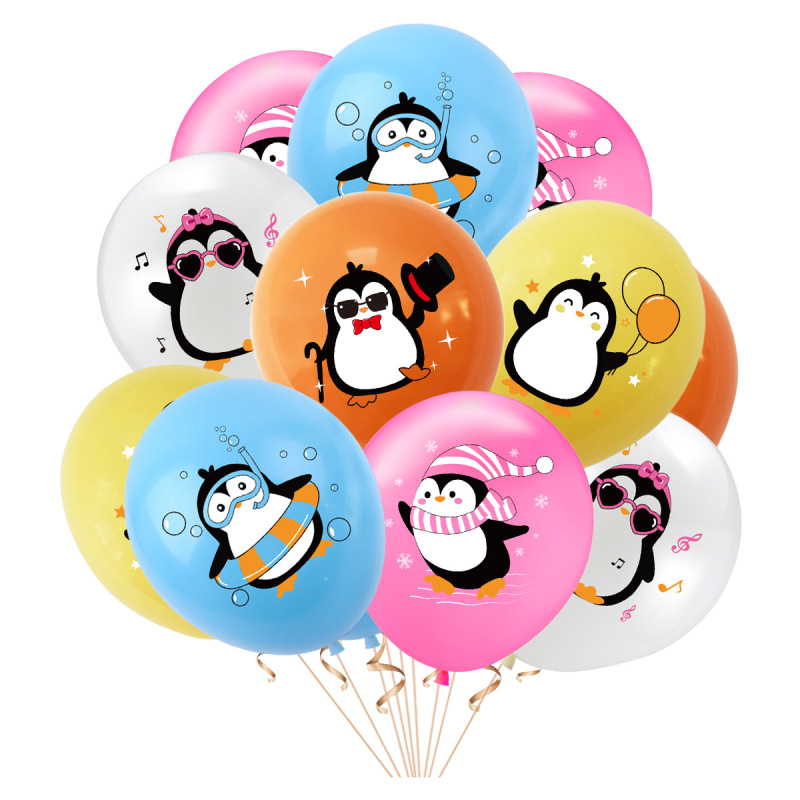 冬季冰雪节日生日派对装饰套装 企鹅拉旗气球蛋糕插牌装饰布置|undefined