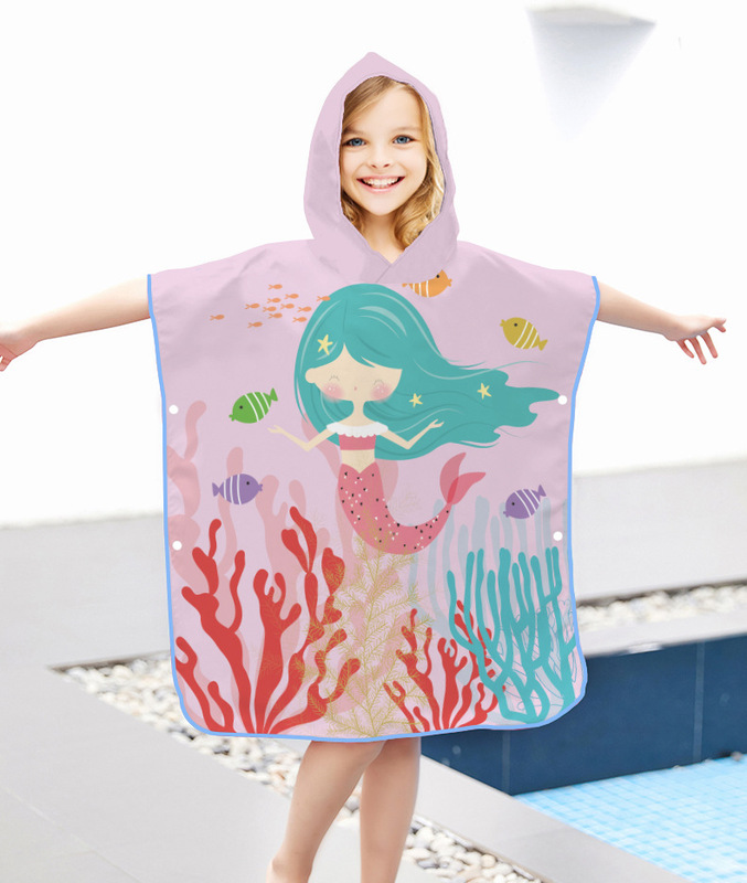 Digital printing cartoon beach quick drying sand can change robe can wear beach towel hooded cloak children bathrobe