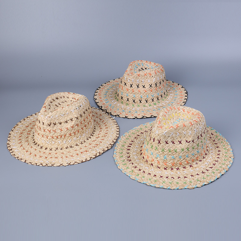 Women's Lady Simple Style Geometric Big Eaves Straw Hat display picture 1