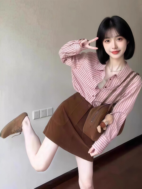 秋季女装2025新款韩系穿搭配一整套时尚巨好看高级感衬衫两件套|undefined
