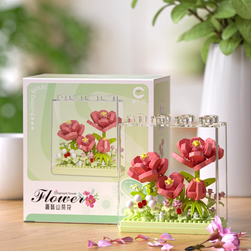 Caja de flores compatible con palabras clave de alta rosa bloques de construcción buquete de flores inmortales juguetes de ensamblaje ornamentos hechos a mano regalos de Año Nuevo