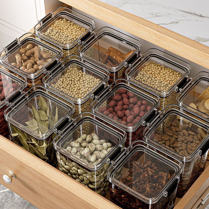 Tanque de sellado granos de granos de cocina almacenamiento tanque de plástico transparente de grado comestible bocadillos de productos secos tanque de almacenamiento de té
