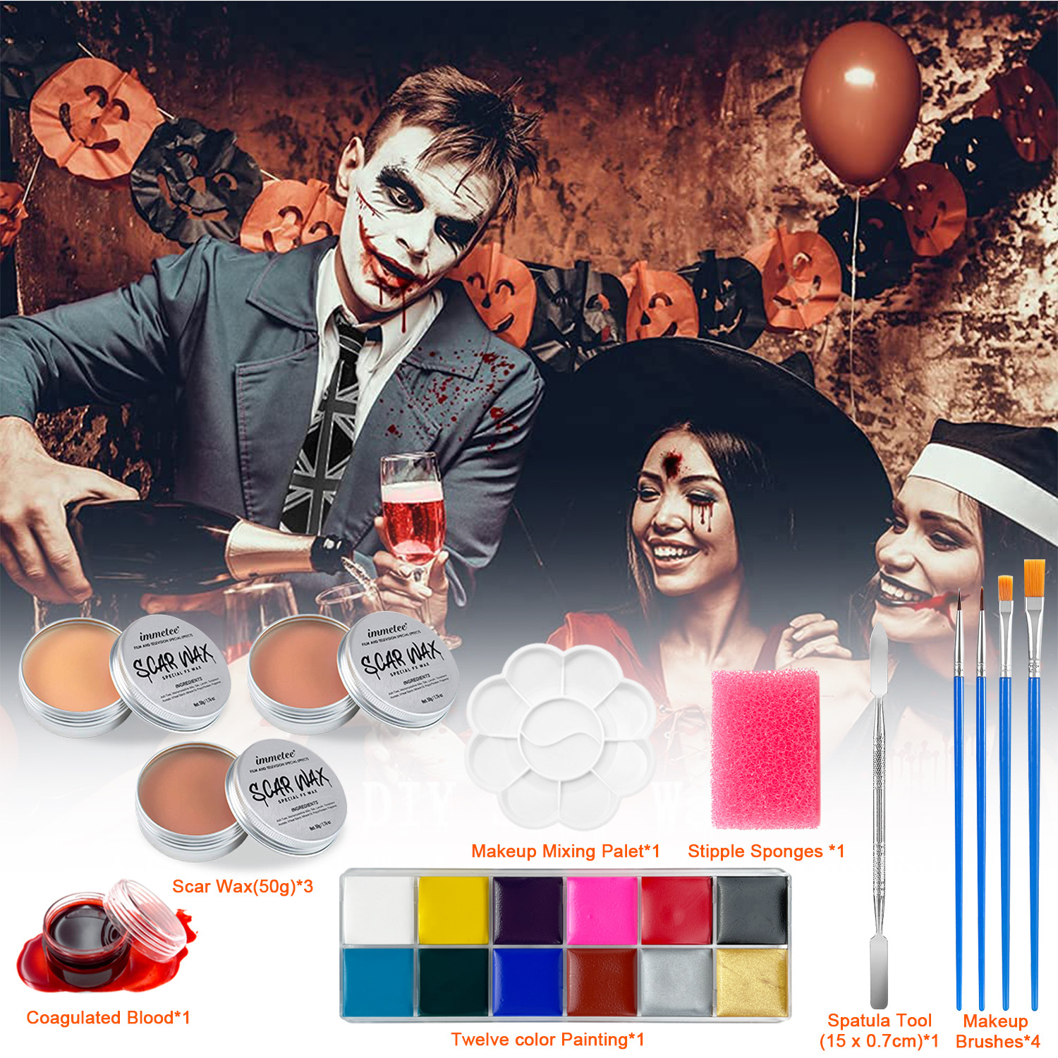 Halloween efecto especial maquillaje Festival vestir piel cera plasma pintura kit Kit de maquillaje de escenario especial transfronterizo